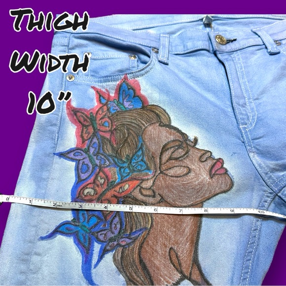 🎉HP🎉 NWOT Originally White now Hand Drawn “Two Face” Design. Size 30 - Picture 9 of 11